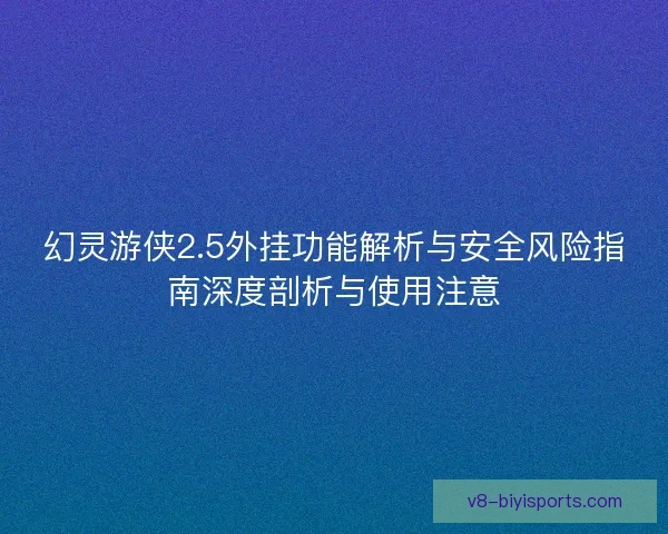 幻灵游侠2.5外挂功能解析与安全风险指南深度剖析与使用注意